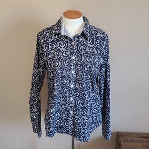L.L. Bean navy and white anchor long-sleeve size L